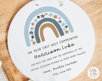 Personalised First Holy Communion Gift | 1st Holy Communion Keepsake Plaque/Sign for Boy | Son/Grandson/Nephew/Godson