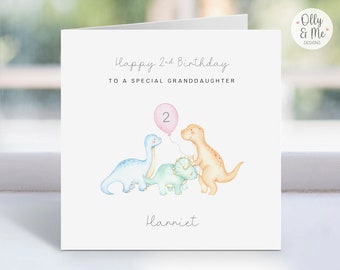 Personalised Dinosaur Birthday Card | Daughter/Granddaughter/Niece/Goddaughter/Girl Boy Keepsake | ANY Name/Age | Dino/T-Rex/Jurassic Party