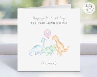 Personalised Dinosaur Birthday Card | Daughter/Granddaughter/Niece/Goddaughter/Girl Boy Keepsake | ANY Name/Age | Dino/T-Rex/Jurassic Party