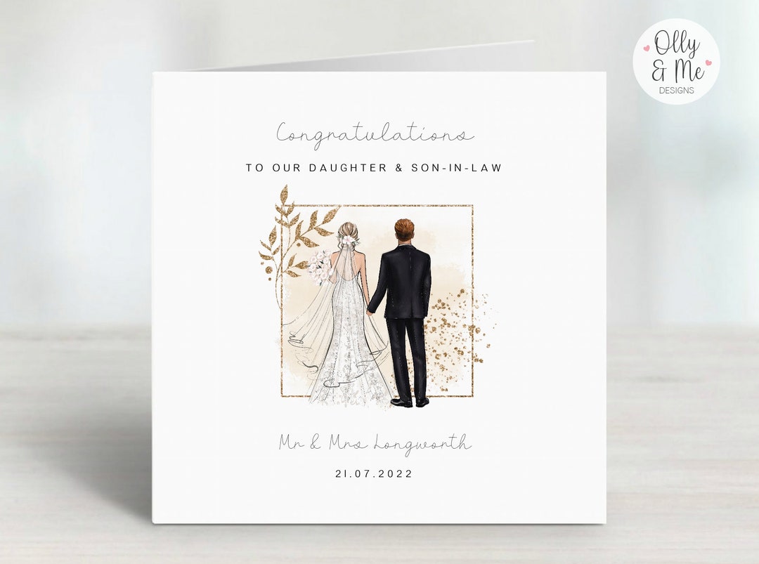 Personalised Daughter & Son-in-law Wedding Day Card | Congratulations