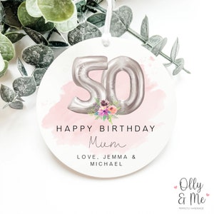 Personalised 50th Birthday Plaque/Sign | Mum/Auntie/Sister/Friend | Fifty Friend/Family Gift/Keepsake/Present | Floral | Acrylic