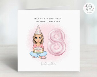 Personalised Girls Birthday Card | Daughter/Granddaughter/Niece/Cousin/Sister/Friend | ANY AGE 6th 7th 8th 9th 10th 11th 12th 13th Keepsake