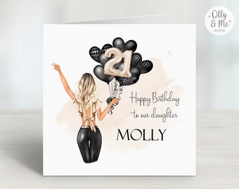 Personalised 21st Birthday Card to Daughter | Girls Twenty First Keepsake Card/Gift | Granddaughter/Niece/Cousin/Sister/Friend/Family