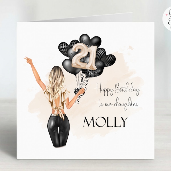 Personalised 21st Birthday Card to Daughter | Girls Twenty First Keepsake Card/Gift | Granddaughter/Niece/Cousin/Sister/Friend/Family