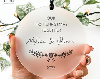 Personalised First Christmas Together Bauble | 1st Xmas as a Couple Keepsake/Decoration Sign/Plaque | Hanging Frosted Acrylic Ornament