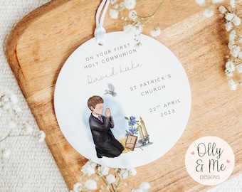 Personalised First Holy Communion Gift | 1st Holy Communion Keepsake Plaque/Sign for Boy | Son/Grandson/Nephew/Godson