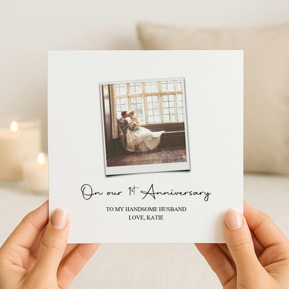 Personalised First Anniversary Card | 1st Anniversary Card for Wife/Husband/Daughter/Son | Couple Keepsake Photo Card | Polaroid Photo Style