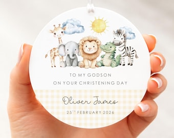 Personalised Godson Gift | Christening Keepsake Plaque | Baptism Gift | Godparent/Godchild Gift | Acrylic | Safari