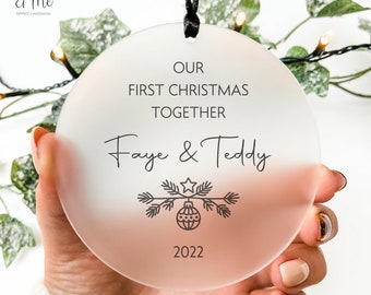 Personalised First Christmas Together Bauble | 1st Xmas as a Couple Keepsake/Decoration Sign/Plaque | Hanging Frosted Acrylic Ornament