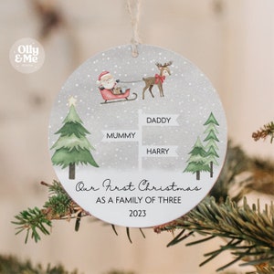 Personalised First Christmas as Family of Three Bauble/Tree Decoration | Xmas Ornament/Keepsake | Son/Daughter/Friend Gift