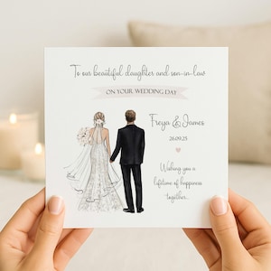 Personalised Daughter & Son-in-Law Wedding Day Card | Congratulations Keepsake | Mr and Mrs Just Married Card
