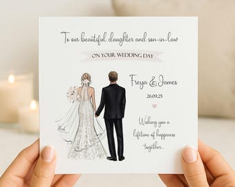 Personalised Daughter & Son-in-Law Wedding Day Card | Congratulations Keepsake | Mr and Mrs Just Married Card