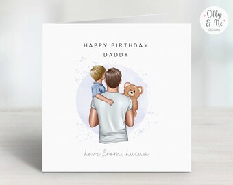 Personalised Birthday Card for Daddy/Dad | Keepsake from Son/Child/Little Boy/Baby | First Birthday as a Daddy | Choose Hair Colour