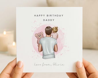 Personalised Birthday Card for Daddy/Dad | Keepsake from Daughter/Child/Little Girl/Baby | First Birthday as a Daddy | Choose Hair Colour