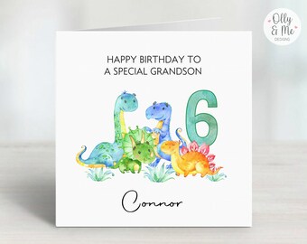 Personalised Dinosaur Theme Birthday Card | Son/Grandson/Nephew/Godson/Boy Girl Keepsake | ANY Name/Age | Dino/T-Rex/Jurassic Party