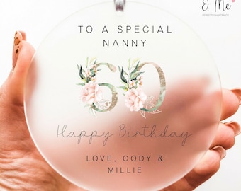 Personalised Nanny/Grandma/Nanna/Gran Birthday Plaque/Sign ANY AGE | 50th 60th 70th Grandparent Gift/Keepsake/Present | Floral