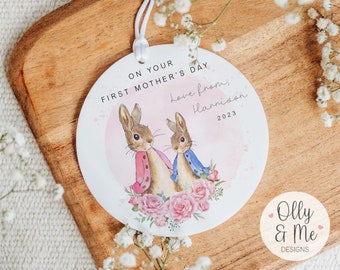 Personalised First Mother's Day Peter Rabbit Gift | 1st Mothers Day Keepsake/Present from Baby | Mummy Plaque/Sign | New Mum/New Baby Gift