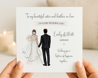 Personalised Sister & Brother-in-Law Wedding Day Card | Congratulations Keepsake | Mr and Mrs Just Married Card