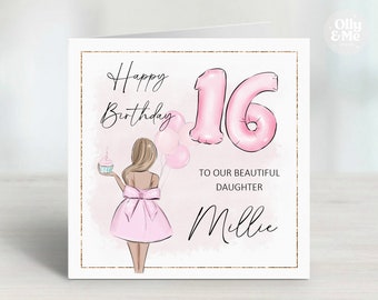 Personalised 16th Birthday Card to Daughter | Girls Sixteenth Keepsake Card/Gift | Granddaughter/Niece/Cousin/Sister/Friend/Family