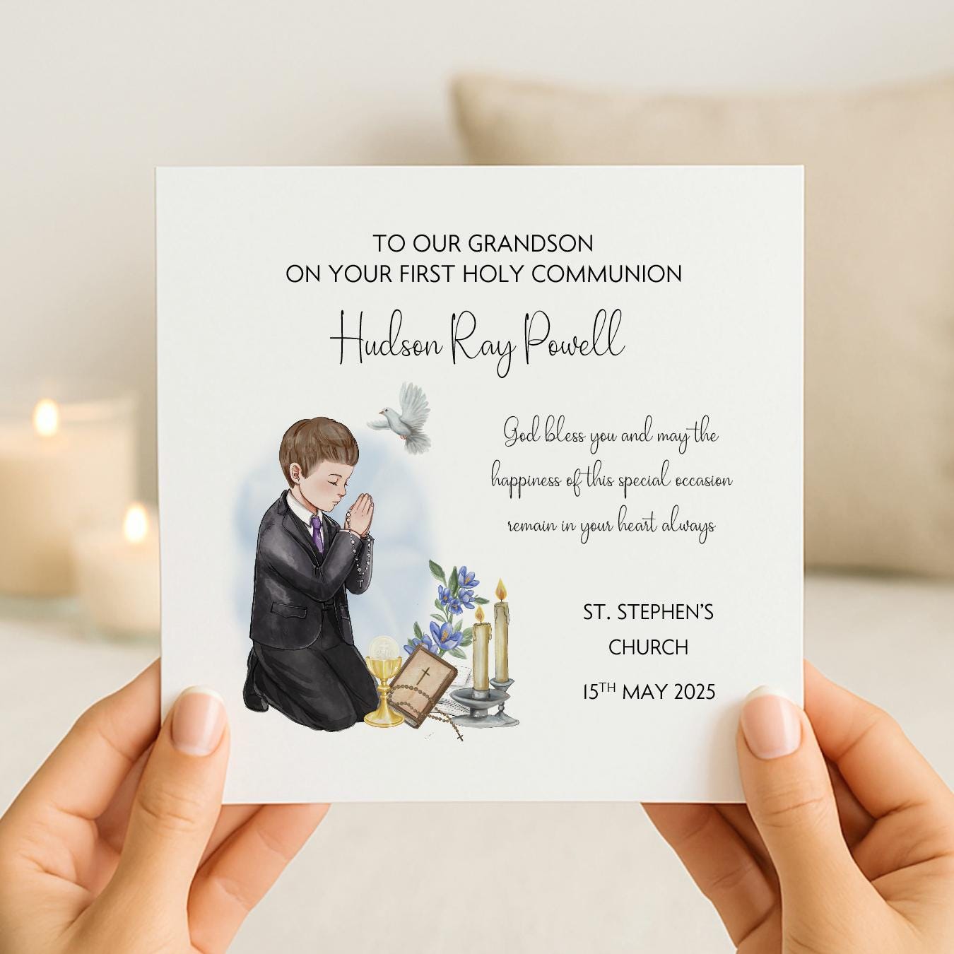 Personalised First Holy Communion Card | 1st Holy Communion Keepsake ...