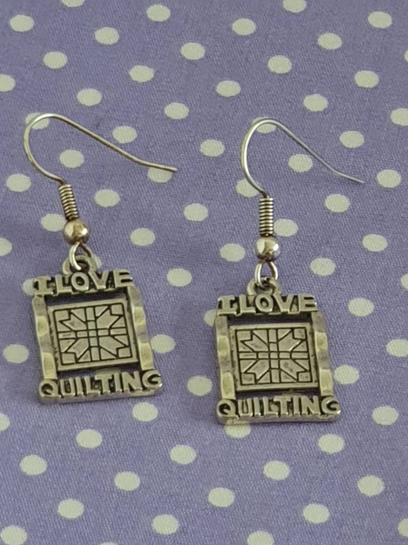 I Love Quilting Earrings Quilting Earrings