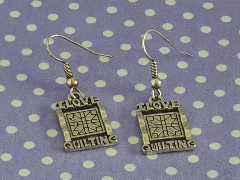 I Love Quilting Earrings Quilting Earrings