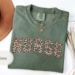 Leopard Print Nurse Shirt - Comfort Colors RN Varsity Tee
