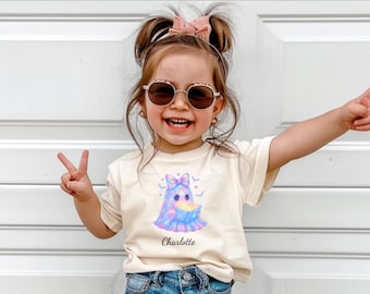 Personalized Pastel Halloween Ghost Shirt: Colorful Toddler Tee, Rabbit Skins