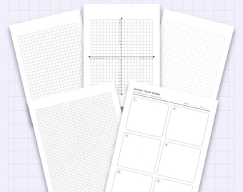 Printbaar grafiekpapierpakket | Grafieken, puntenlijnen, coördinatenlijnen, getallenlijnen (PDF)