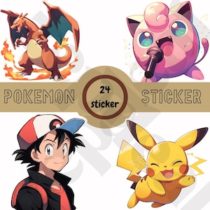 24-Inspired Template for Family&Kid Iconic Pokémonster Poses + 3 Bonus Stickers | 300 DPI |11x11| Personalized Trading Card,