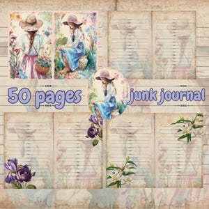 50 PAGES Junk journals,Digital Kit Printable, Filler Junk Journal  Pages,Journaling Basics Simple and Lined Paper,Printable Digital Download