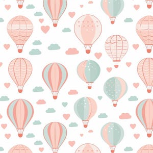 Colorful Hot Air Balloon Pattern Pure Cotton Fabric Quilt Fabric By The Half Yard