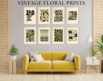 Vintage Floral Print Gallery Wall Printable Wall Art Neutral Flower Abstract Flower Art Matisse Style Flower Poster Mid Century Modern