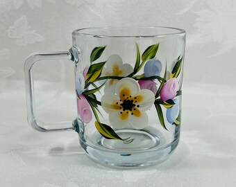 Mug, hand painted, Spring flowers, gift