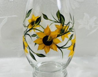 Vase, sunflowers ,hand painted, gift idea