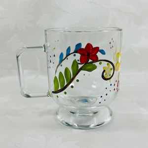Glass mug,fiesta design,hand painted,gift idea