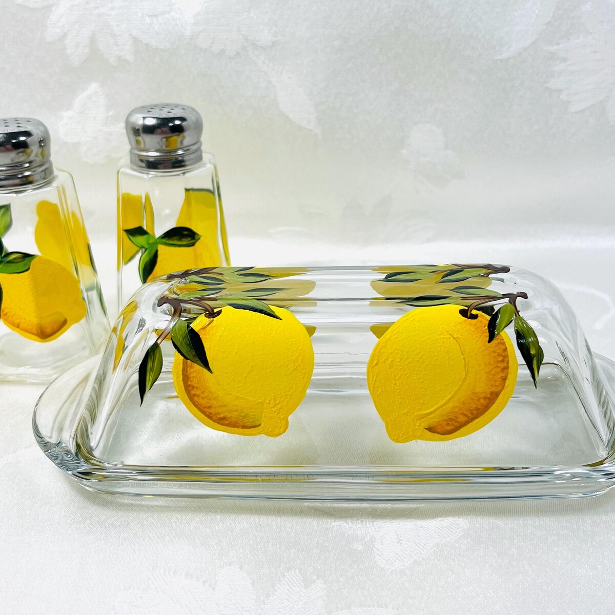 Lemon Butter Dish and Salt Shakes