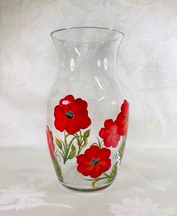 Vases With Poppies Painted Red Poppies Gift Idea Etsy