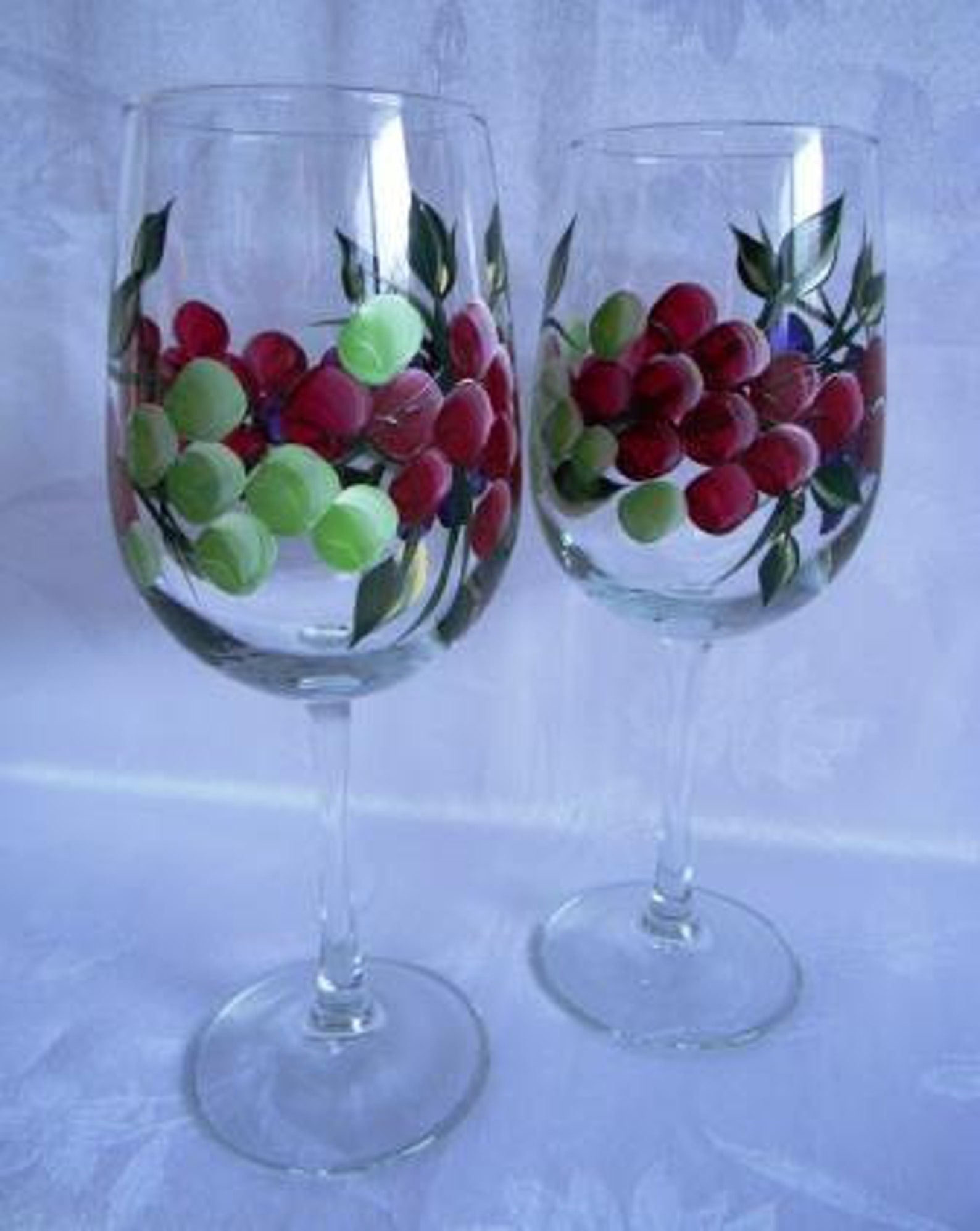 Wines Glasses Wine Glasses With Grapes Large Wine Glasses Etsy