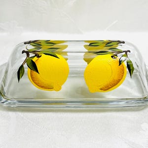 Butter dish, lemons,Covered butter dish, hand painted,gift idea