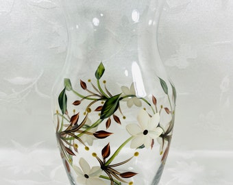 Vase with ivory flowers, hand painted, gift idea