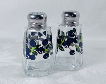 Salt and pepper shakers, blueberries, hand painted