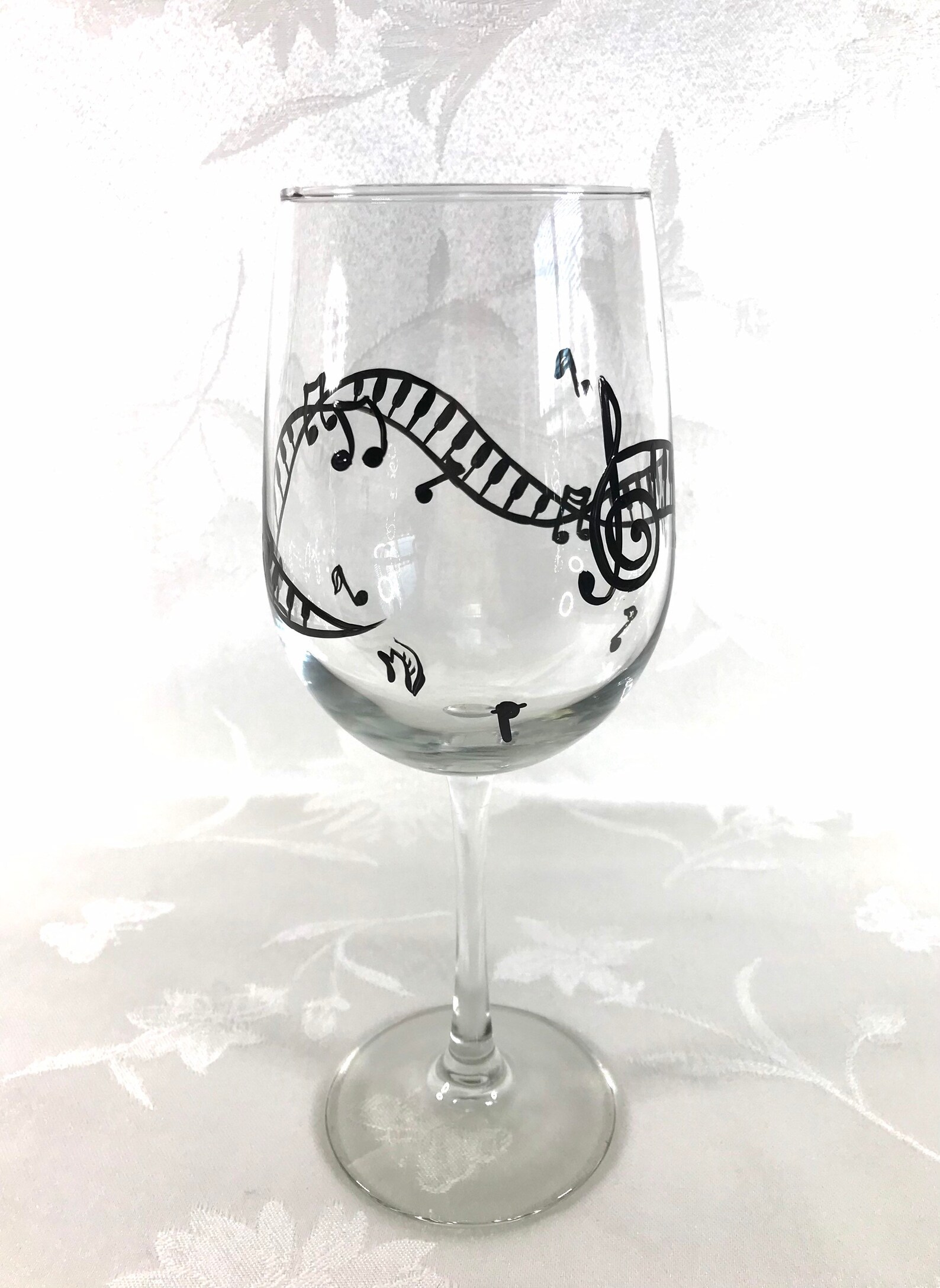 Music wine glass large wine glass music notes and scale Etsy