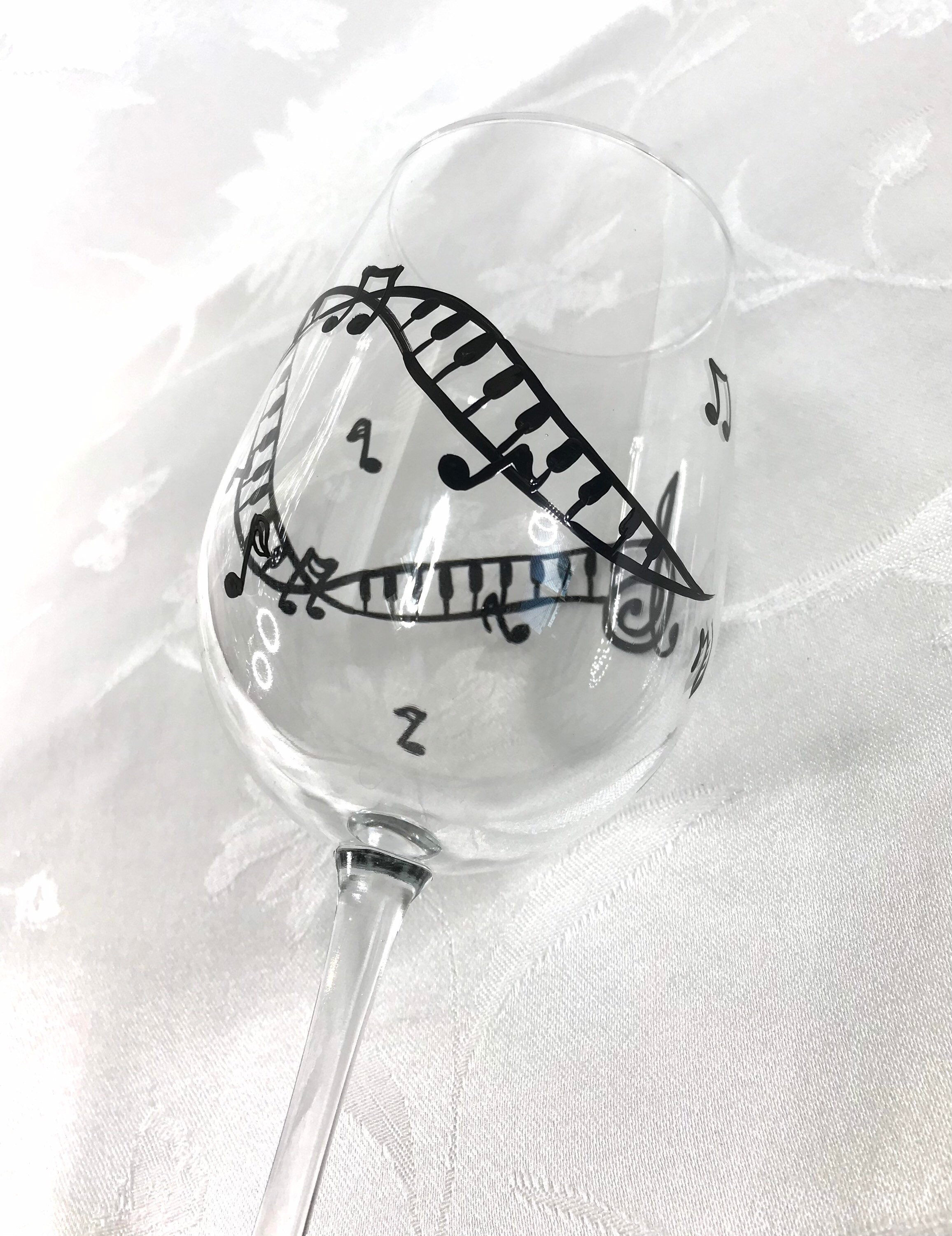 Music wine glass large wine glass music notes and scale Etsy