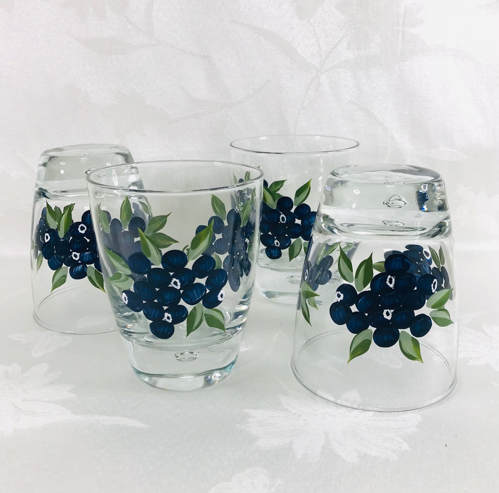 Juice glasses blueberry glasses painted blueberries Etsy