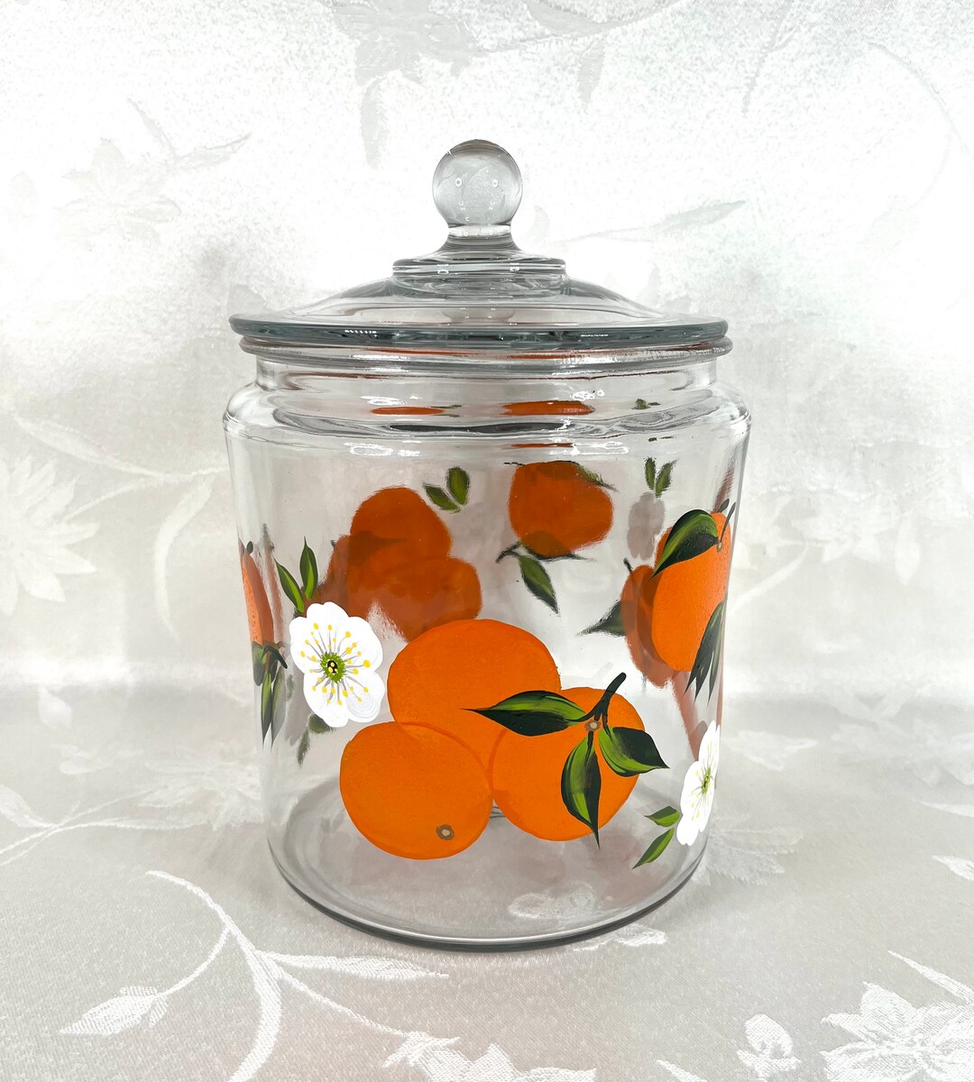 Cookie Jar Hand Painted Large Glass Cookie Jar Gift Etsy
