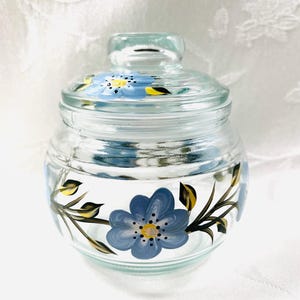 Sugar bowl,blue flowers,hand painted, gift idea