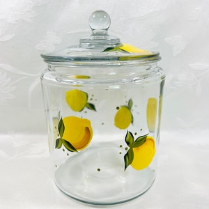 Cookie jar,hand painted,lemons, gift idea