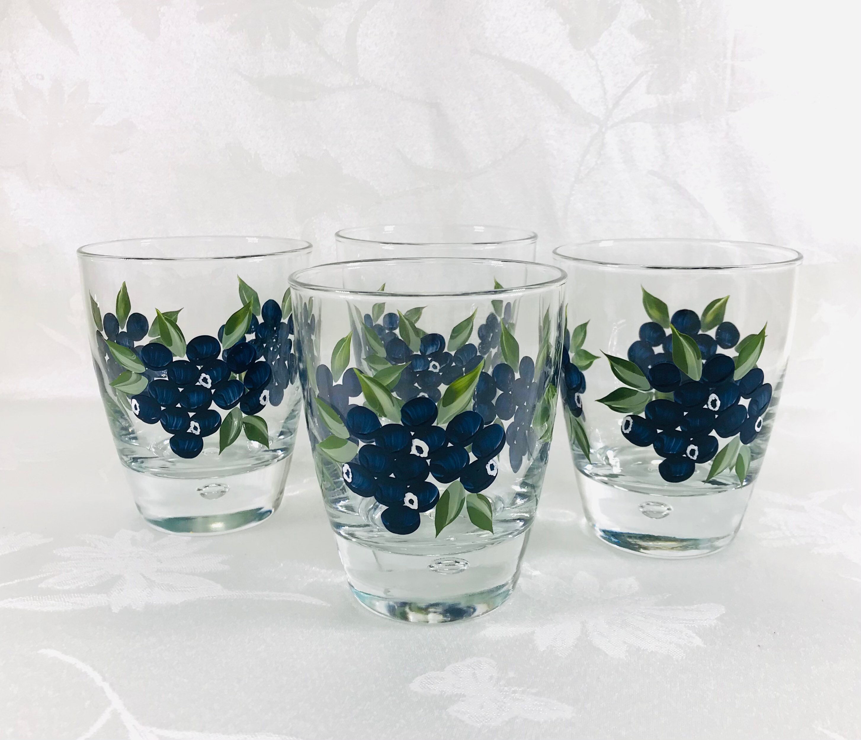 Juice glasses blueberry glasses painted blueberries Etsy