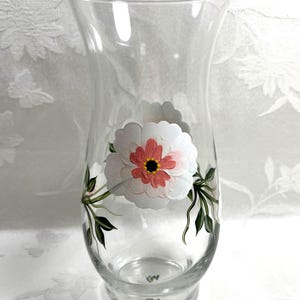 Vase,white and peach flowers, hand painted